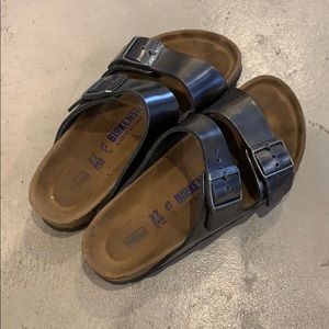 Metallic Silver Arizona Birkenstock